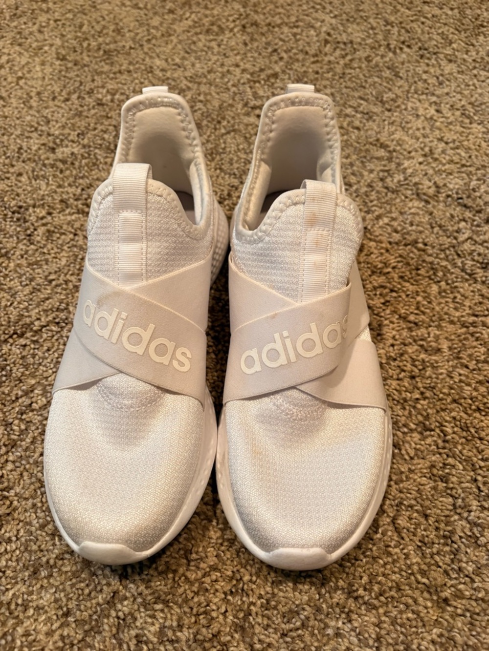 adidas White Slip-On Elastic Crossover Sneakers